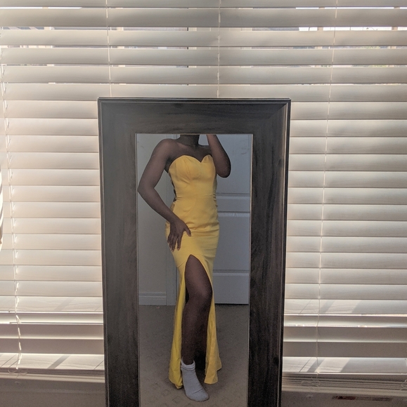 La Femme Yellow Strapless Dress - Picture 3 of 8